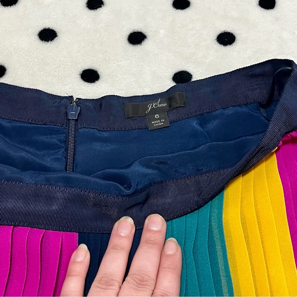 J. Crew Rainbow Sunburst Pleated Midi Skirt Size 6 - Picture 3 of 7